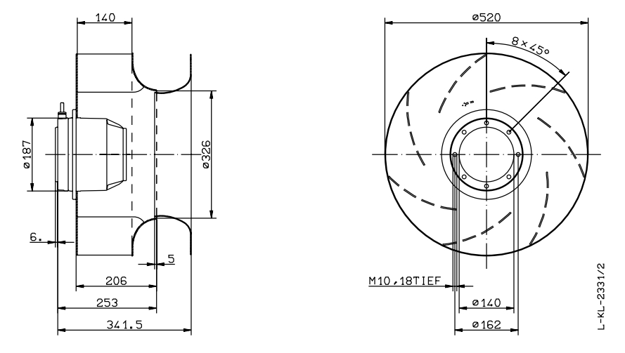 Чертеж вентилятора RH50N-4EK.6K.AR, арт. 129 563